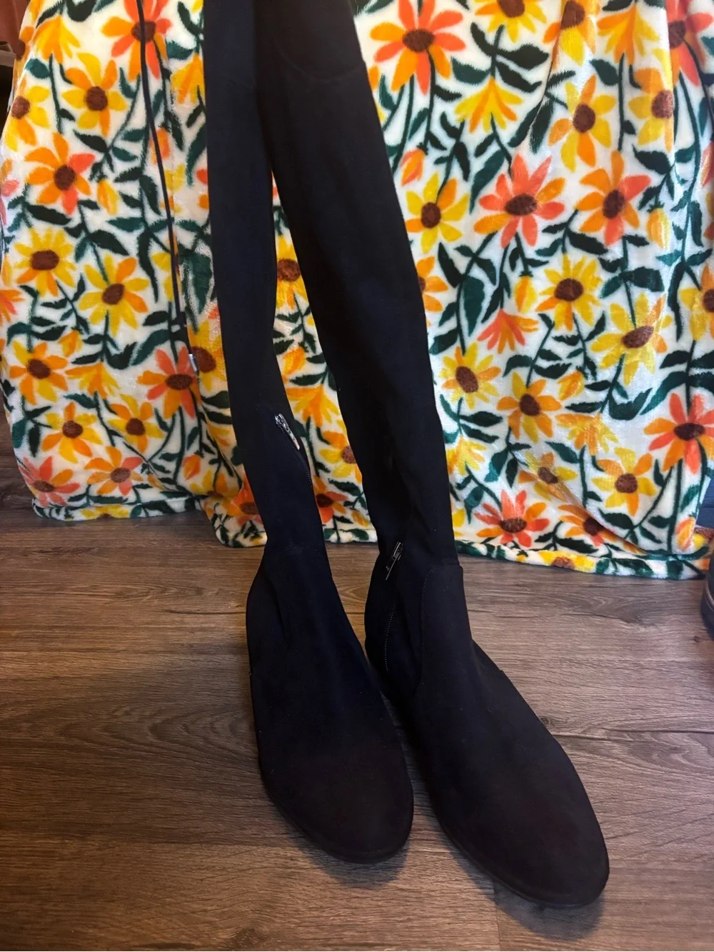 Marc Fisher Black Over-The-Knee Stretch Suede Boots